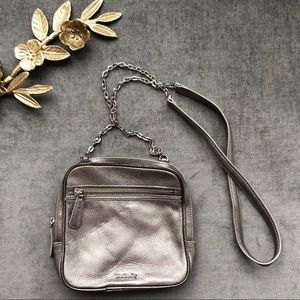 Vera Bradley silver leather Elena crossbody